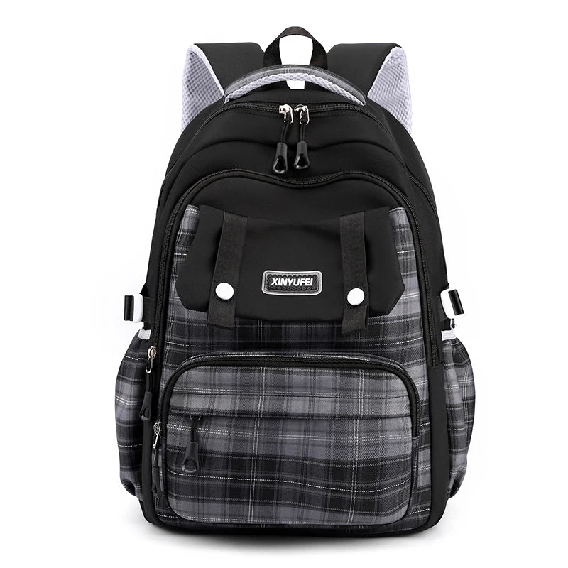 Multi-Pocket Waterproof Nylon Student Backpack Fashion School Bags for Teenage Girls Boys Ladies Casual Travel Laptop Rucksack