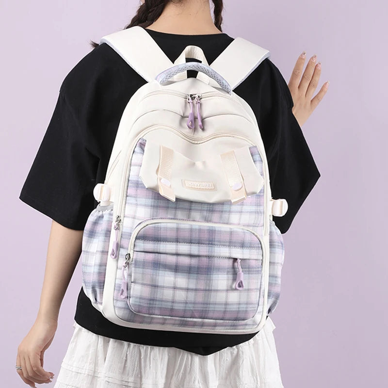 Multi-Pocket Waterproof Nylon Student Backpack Fashion School Bags for Teenage Girls Boys Ladies Casual Travel Laptop Rucksack