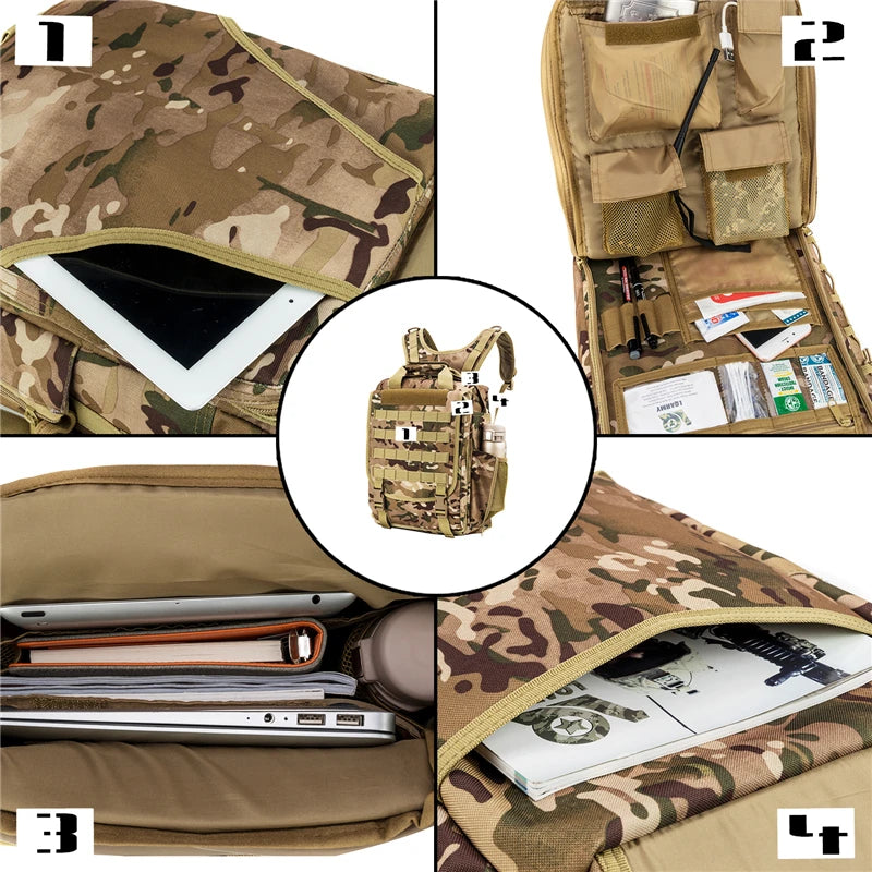 Multi-function Military Tactical Laptop Bag Extra Large  15Inch Travel Laptop Backpack for Men