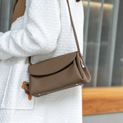 Multi-function Phone Bag Casual All-match Solid Genuine Leather Crossbody Shoulder Handbags Elegant Lady Commuter Bolsas Mujer