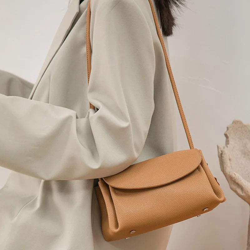 Multi-function Phone Bag Casual All-match Solid Genuine Leather Crossbody Shoulder Handbags Elegant Lady Commuter Bolsas Mujer