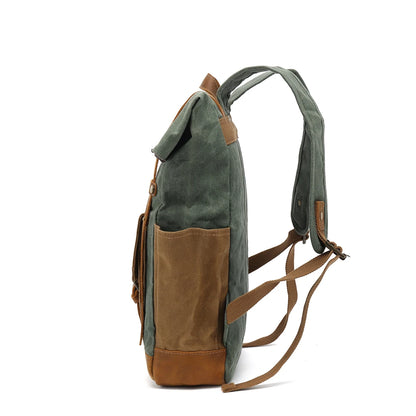 Multi-function computer canvas backpack motorcycle riding anti theft canvas backpack traveling hiking hunting canvas backpack