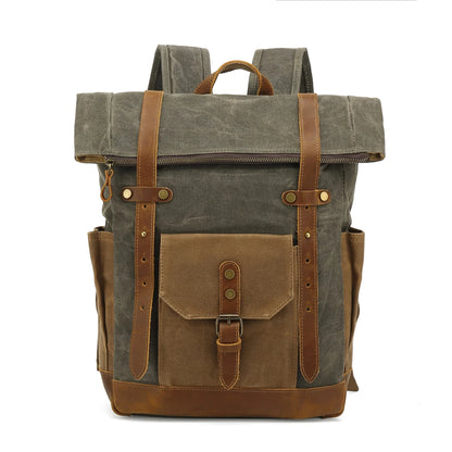 Multi-function computer canvas backpack motorcycle riding anti theft canvas backpack traveling hiking hunting canvas backpack