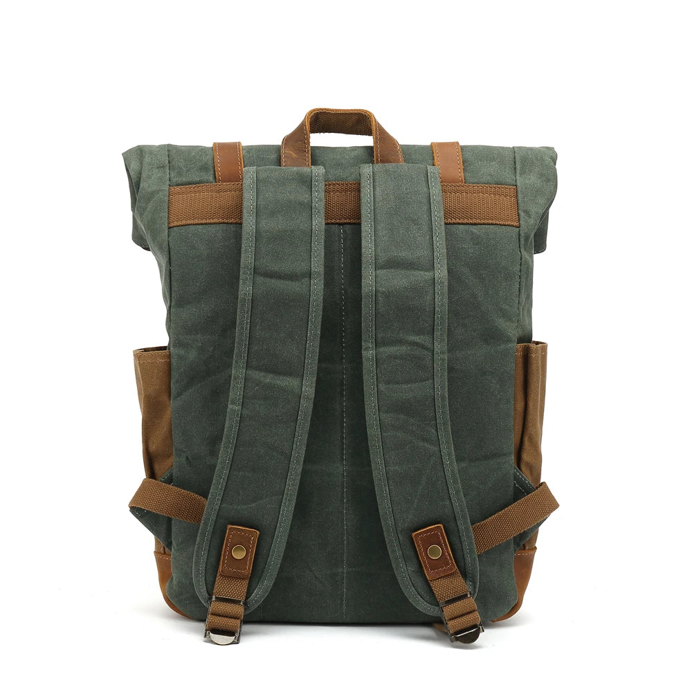 Multi-function computer canvas backpack motorcycle riding anti theft canvas backpack traveling hiking hunting canvas backpack