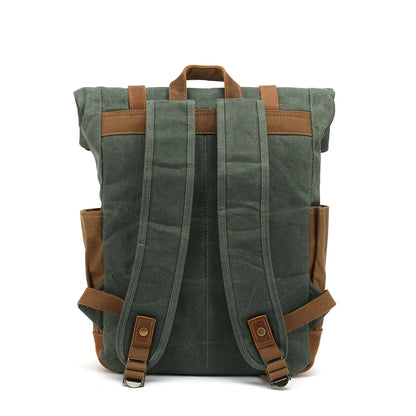 Multi-function computer canvas backpack motorcycle riding anti theft canvas backpack traveling hiking hunting canvas backpack