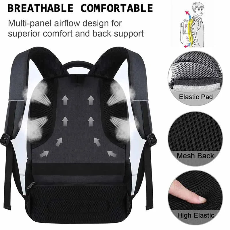Multi-functional Laptop For Men 17.3'' W/USB Port Business Man's Oxford Outdoor Waterproof Backpack Computer Bag