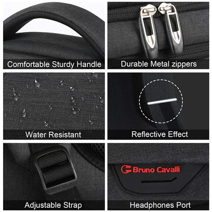 Multi-functional Laptop For Men 17.3'' W/USB Port Business Man's Oxford Outdoor Waterproof Backpack Computer Bag