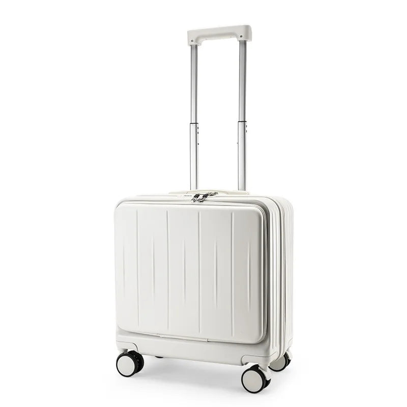 Multi functional front opening boarding case, small universal wheel travel  men's women's 18 inch suitcase, password leather box