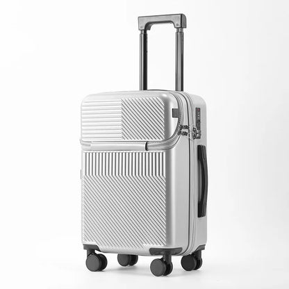 Multi functional front opening luggage, large capacity women's suitcase, cup holder trolley suitcase,20 inch luggage compartment