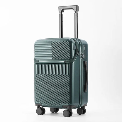 Multi functional front opening luggage, large capacity women's suitcase, cup holder trolley suitcase,20 inch luggage compartment