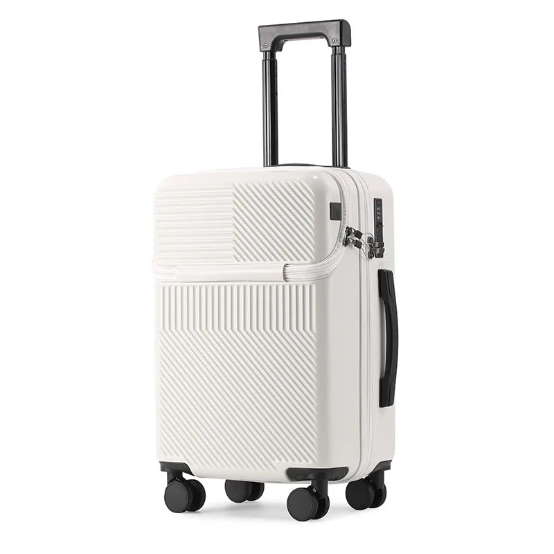 Multi functional front opening luggage, large capacity women's suitcase, cup holder trolley suitcase,20 inch luggage compartment