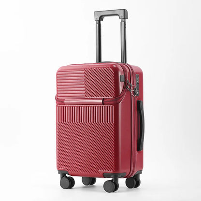 Multi functional front opening luggage, large capacity women's suitcase, cup holder trolley suitcase,20 inch luggage compartment