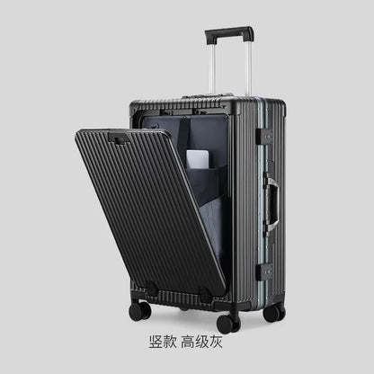 Multi functional front opening mount case, PC aluminum frame, password trolley case,20 inch universal wheel charging travel case