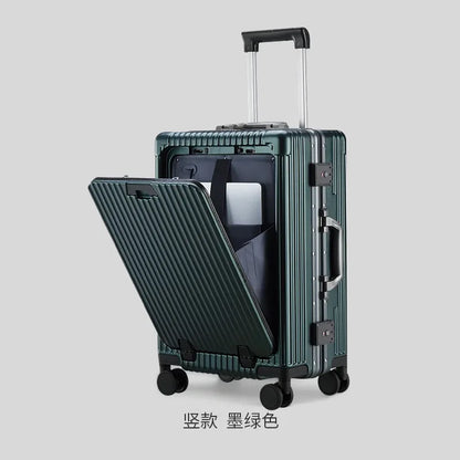 Multi functional front opening mount case, PC aluminum frame, password trolley case,20 inch universal wheel charging travel case