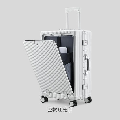 Multi functional front opening mount case, PC aluminum frame, password trolley case,20 inch universal wheel charging travel case