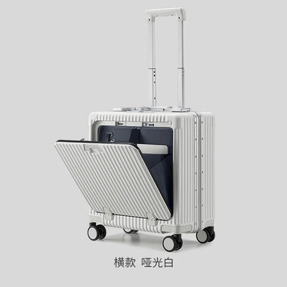 Multi functional front opening mount case, PC aluminum frame, password trolley case,20 inch universal wheel charging travel case