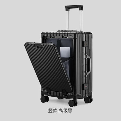 Multi functional front opening mount case, PC aluminum frame, password trolley case,20 inch universal wheel charging travel case