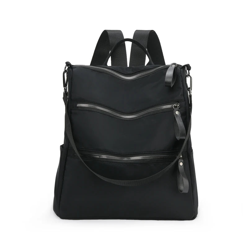 Multi-pocket Black Nylon Women Backpack Female Simple Pattern Travel Bag High Quality Schoolbag For Teenage Girls Book Knapsack