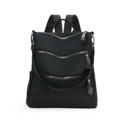 Multi-pocket Black Nylon Women Backpack Female Simple Pattern Travel Bag High Quality Schoolbag For Teenage Girls Book Knapsack