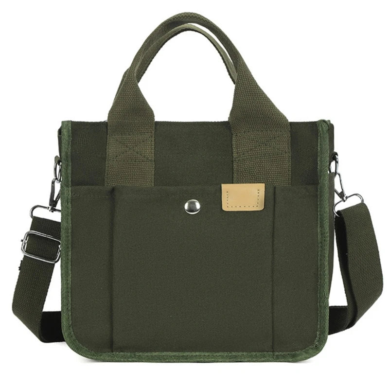 Multi-pocket Handbag for Women Grocery Shopping Bag Canvas-Tote Bag Large Capacity Crossbody Bag Lunch Bag Travel Bag