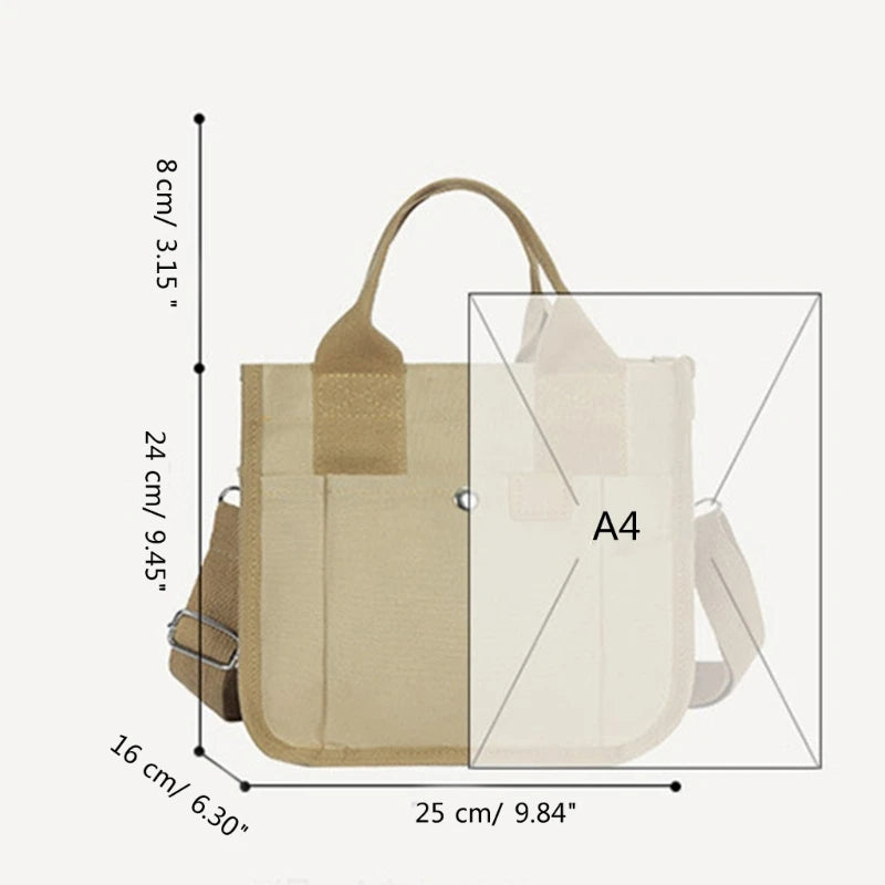 Multi-pocket Handbag for Women Grocery Shopping Bag Canvas-Tote Bag Large Capacity Crossbody Bag Lunch Bag Travel Bag