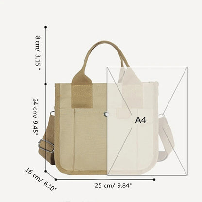 Multi-pocket Handbag for Women Grocery Shopping Bag Canvas-Tote Bag Large Capacity Crossbody Bag Lunch Bag Travel Bag