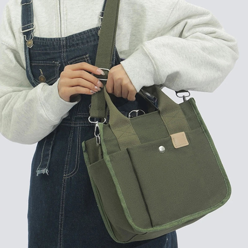 Multi-pocket Handbag for Women Grocery Shopping Bag Canvas-Tote Bag Large Capacity Crossbody Bag Lunch Bag Travel Bag