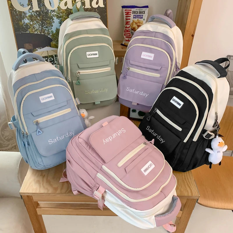 Multi-pocket Women Backpack Waterproof School Bag For Teenager Girl Student Bookbag Rucksack Cute Female Travel Bagpack Mochila