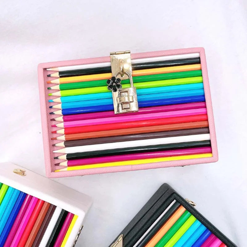 Multicolored Pencil Pattern Clutches Wedding Bridal Woman Gift Handbag Birthday Dinner Girl Purse Cocktail Party Evening Bag