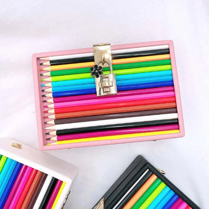 Multicolored Pencil Pattern Clutches Wedding Bridal Woman Gift Handbag Birthday Dinner Girl Purse Cocktail Party Evening Bag