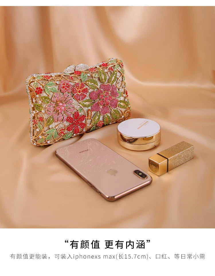 Multicolored Rhinestone Ladies Party Purse Fashion Women’s Chain Shoulder Handbags Female Prom ClutchLuxury Female Bags mom bag