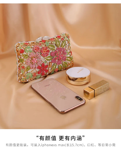 Multicolored Rhinestone Ladies Party Purse Fashion Women’s Chain Shoulder Handbags Female Prom ClutchLuxury Female Bags mom bag