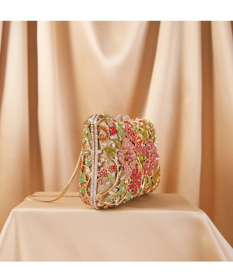 Multicolored Rhinestone Ladies Party Purse Fashion Women’s Chain Shoulder Handbags Female Prom ClutchLuxury Female Bags mom bag