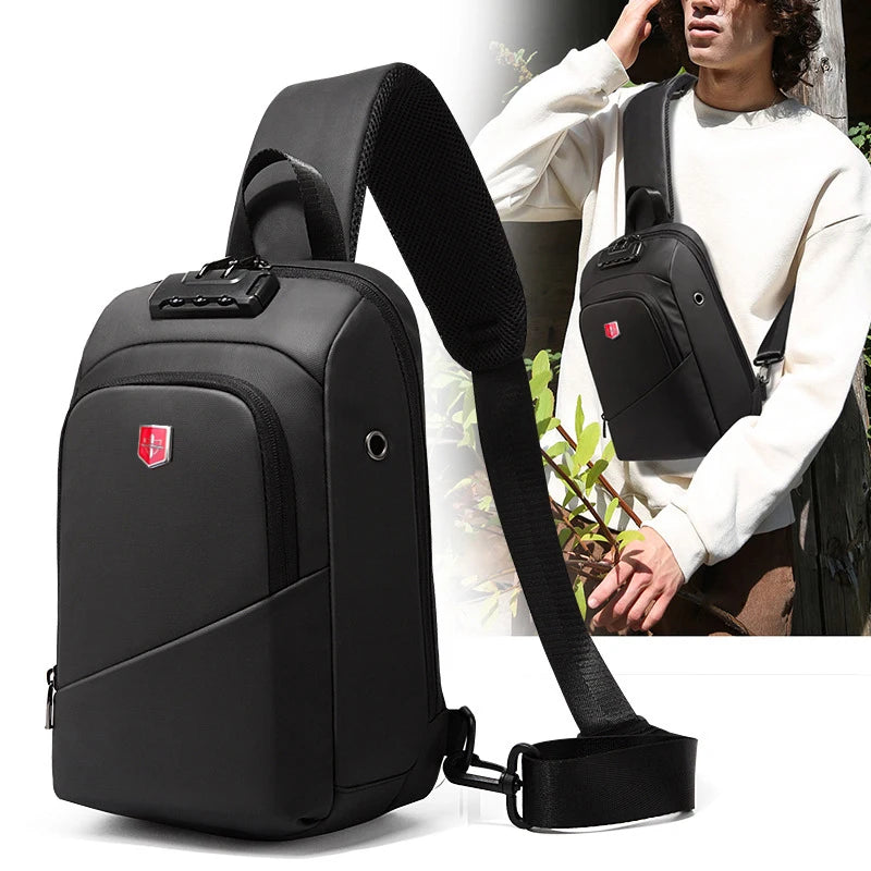 Multifunction Anti-theft Men Shoulder Bags Black USB Charging Crossbody Bags Waterproof Casual Travel Messenger Chest Bag Male