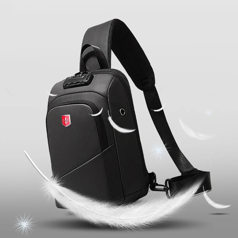 Multifunction Anti-theft Men Shoulder Bags Black USB Charging Crossbody Bags Waterproof Casual Travel Messenger Chest Bag Male