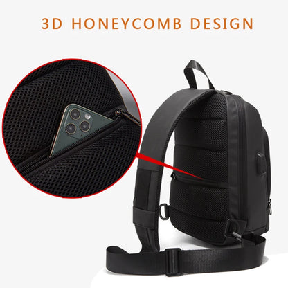 Multifunction Anti-theft Men Shoulder Bags Black USB Charging Crossbody Bags Waterproof Casual Travel Messenger Chest Bag Male