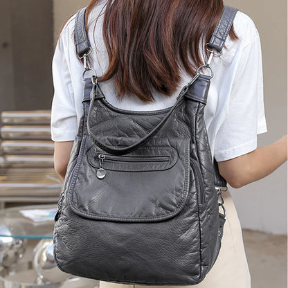 Multifunction Bags Purses High Quality Bookbag Soft Leather School Bags for Teen Girls Ladies Travel Large Capacity Mochilas
