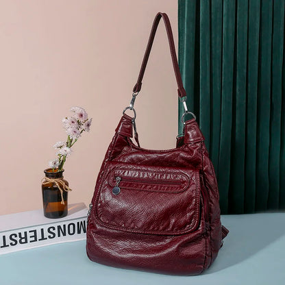 Multifunction Bags Purses High Quality Bookbag Soft Leather School Bags for Teen Girls Ladies Travel Large Capacity Mochilas