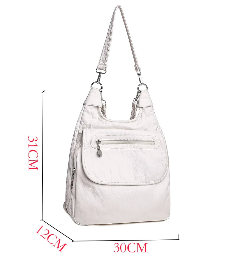 Multifunction Bags Purses High Quality Bookbag Soft Leather School Bags for Teen Girls Ladies Travel Large Capacity Mochilas