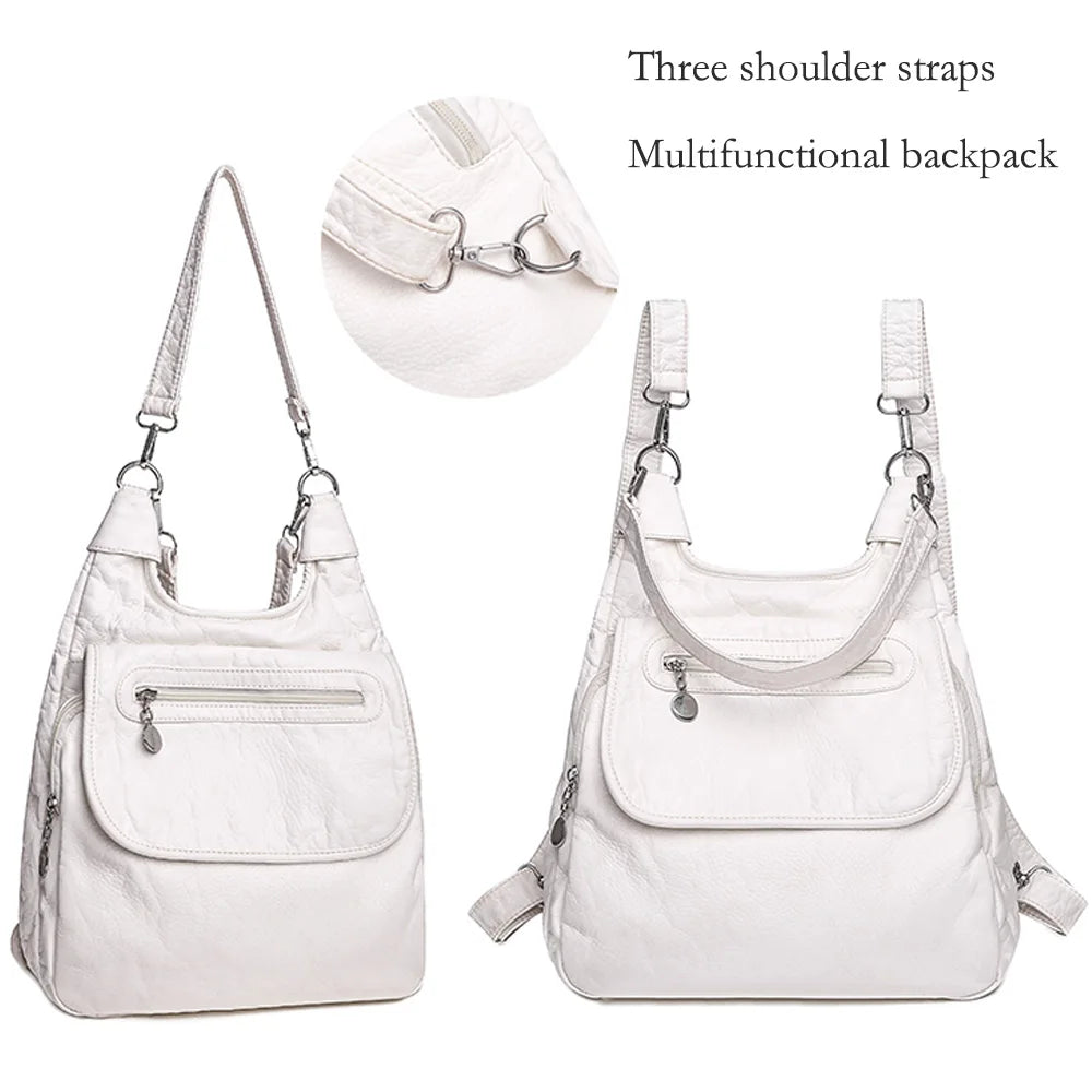 Multifunction Bags Purses High Quality Bookbag Soft Leather School Bags for Teen Girls Ladies Travel Large Capacity Mochilas