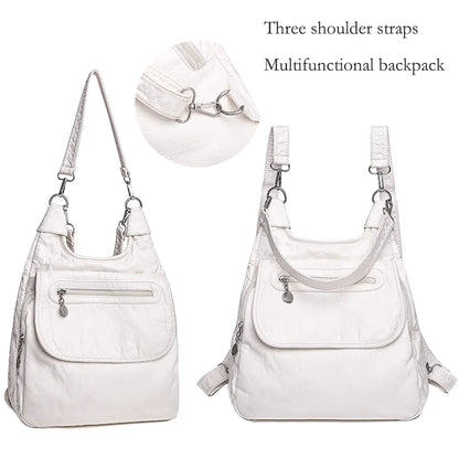 Multifunction Bags Purses High Quality Bookbag Soft Leather School Bags for Teen Girls Ladies Travel Large Capacity Mochilas