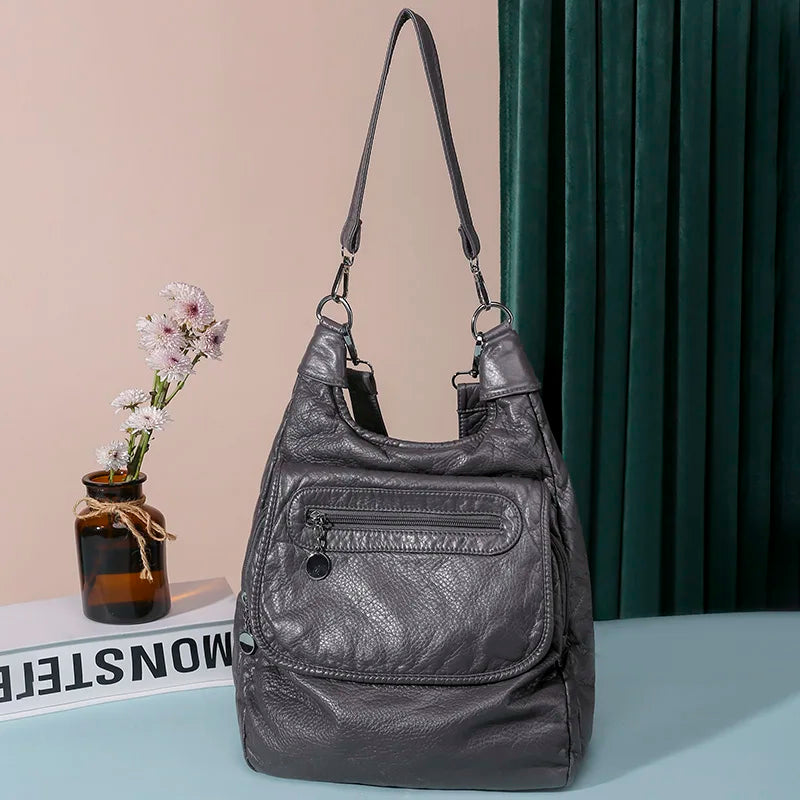 Multifunction Bags Purses High Quality Bookbag Soft Leather School Bags for Teen Girls Ladies Travel Large Capacity Mochilas