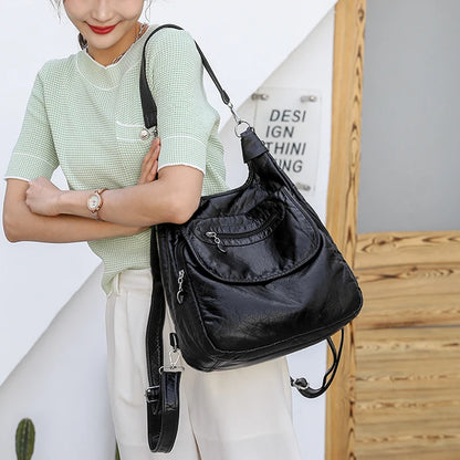 Multifunction Bags Purses High Quality Bookbag Soft Leather School Bags for Teen Girls Ladies Travel Large Capacity Mochilas