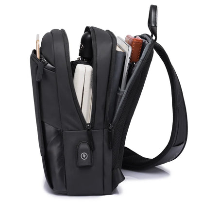 Multifunction Crossbody Chest Bag Men USB Charging Pack Short Trip Messengers Bag Water Repellent Shoulder Fashion