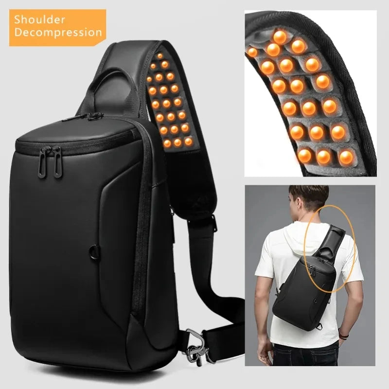 Multifunction Crossbody Chest Bag Men USB Charging Port Messengers Pack Waterproof Sling Shoulder Bags For Male