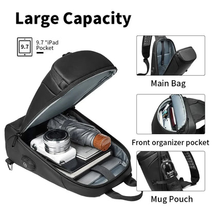 Multifunction Crossbody Chest Bag Men USB Charging Port Messengers Pack Waterproof Sling Shoulder Bags For Male