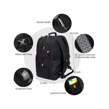 Multifunction Durable Nylon Waterproof Backpack Outdoor Travel Bag Large Capacity USB Port 16 Inch Laptop Bag Schoolbag