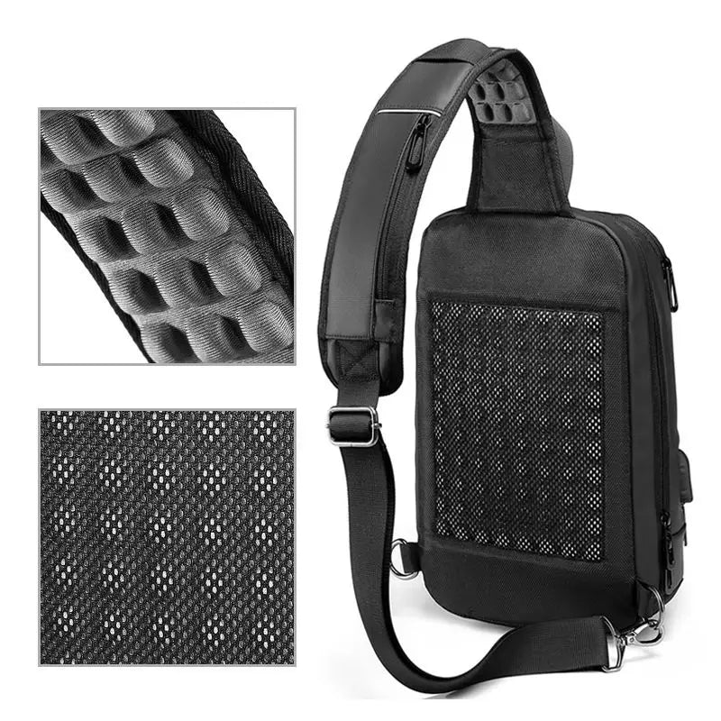 Multifunction Large Capacity Men's Chest Bag Waterproof Male Crossbody Sling Pack Travel Shoulder Bag With USB Charging Bolsas