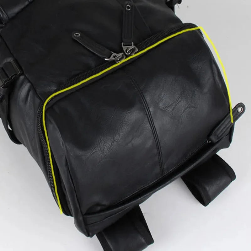 Multifunction Leather Men's Large Capacity Student School Outdoor Travel Backpack Casual Male Laptop Bag