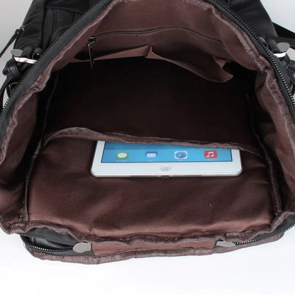 Multifunction Leather Men's Large Capacity Student School Outdoor Travel Backpack Casual Male Laptop Bag